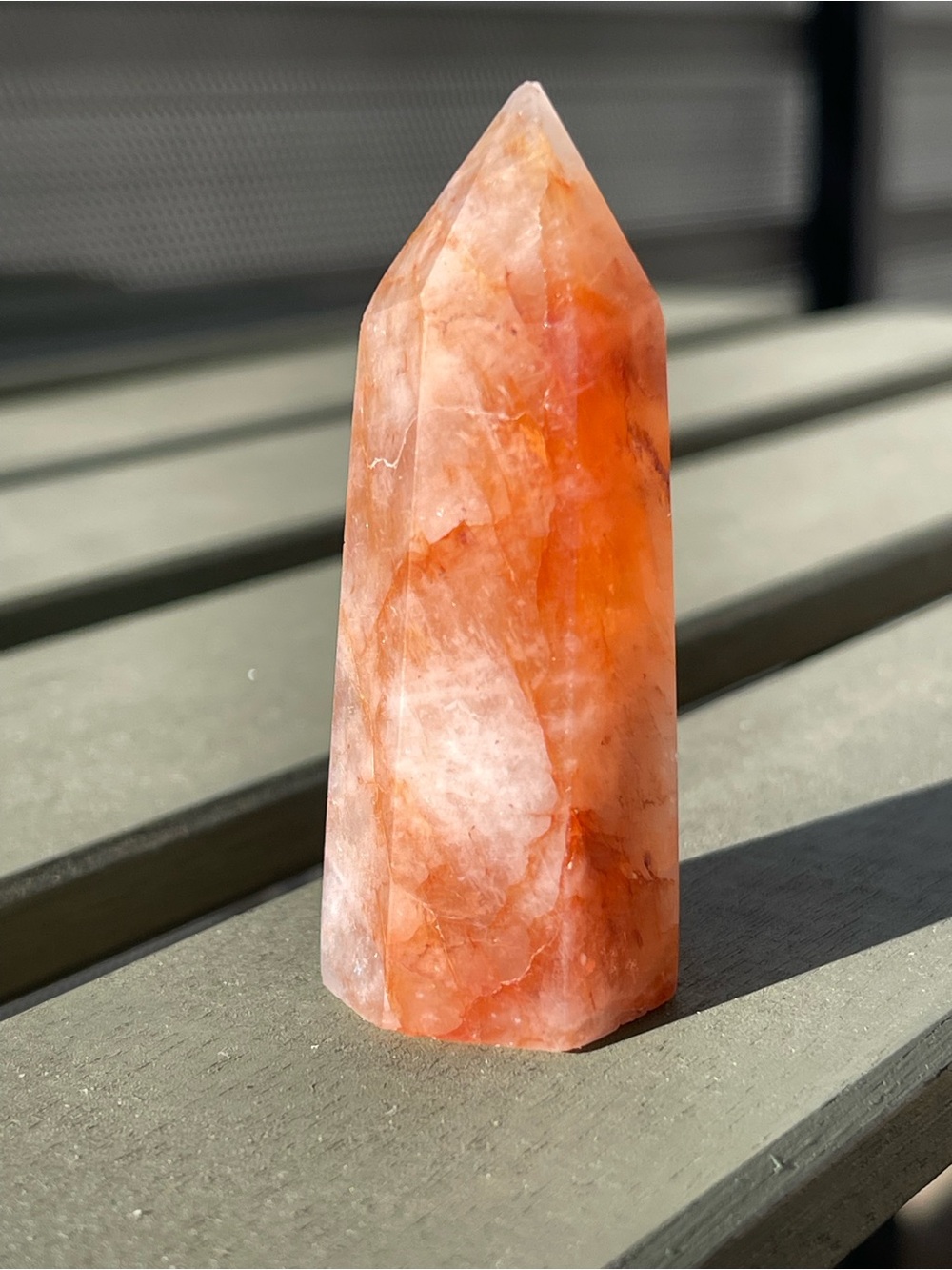 Fire Quartz Point Crystal Tower Orange and Red